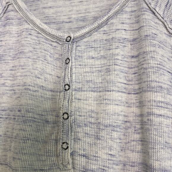 Free People We the Free Coastline Thermal Henley Peplum Tunic Top in Beige Sz M - Picture 4 of 10